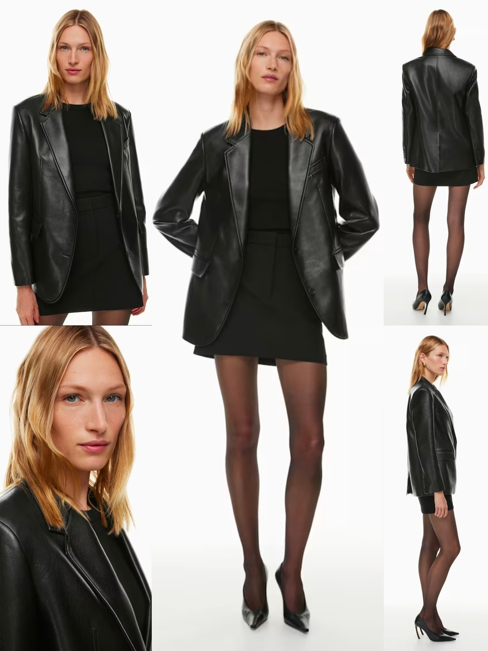 Aritzia Babaton Black Faux Leather Agency Blazer Jacket - Picture 14 of 16